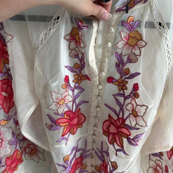 Karen Millen Petite Floral Embroidery Organdie Woven Midi Dress size 2 - Picture 6 of 9